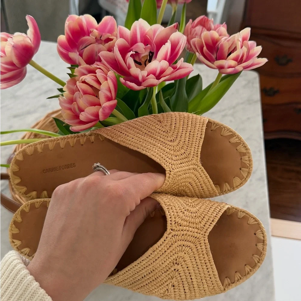 Carrie Forbes Raffia Slide Sandals in Natural Beige - Women's Casual Slip-On - Picture 7 of 7